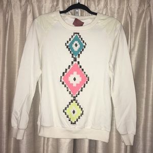 Cream Sweatshirt with Neon Design